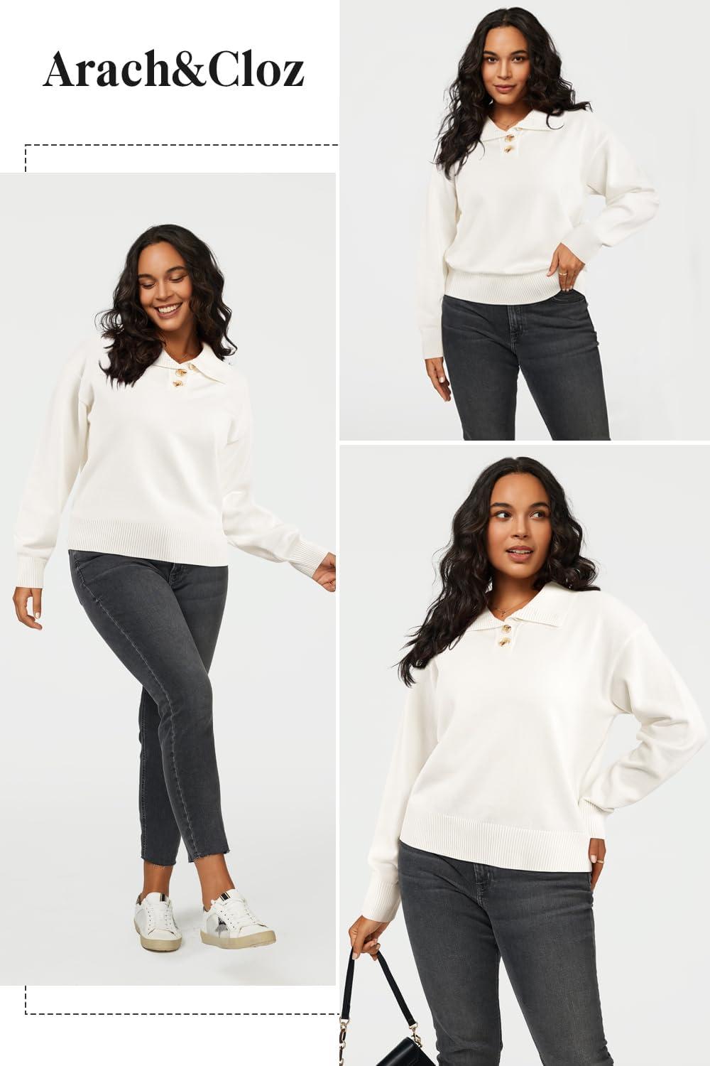 imageArachampampCloz Womens Swaters 2024 Fall Fashion Outfits Long Sleeve Crewneck Knit Tops Ruffle Casual TShirts Cute Tees BlousesWhite3174