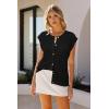 imageArachampampCloz Women Cap Sleeve Sweater Vest 2025 Summer Crochet Button Down Knit Cardigan Loose Business Casual Tops TrendyBlack