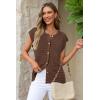 imageArachampampCloz Women Cap Sleeve Sweater Vest 2025 Summer Crochet Button Down Knit Cardigan Loose Business Casual Tops TrendyCoffee