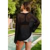 imageArachampampCloz Womens Linen Summer Fall Lightweight Crochet Tops Beach Cover Up 2025Black