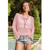 imageArachampampCloz Womens Linen Summer Fall Lightweight Crochet Tops Beach Cover Up 2025Pink