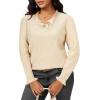 imageArachampampCloz Womens Swaters 2024 Fall Fashion Outfits Long Sleeve Crewneck Knit Tops Ruffle Casual TShirts Cute Tees BlousesApricot