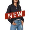 imageArachampampCloz Womens Swaters 2024 Fall Fashion Outfits Long Sleeve Crewneck Knit Tops Ruffle Casual TShirts Cute Tees BlousesBlack3174