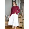 imageArachampampCloz Womens Swaters 2024 Fall Fashion Outfits Long Sleeve Crewneck Knit Tops Ruffle Casual TShirts Cute Tees BlousesBurgundy