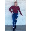 imageArachampampCloz Womens Swaters 2024 Fall Fashion Outfits Long Sleeve Crewneck Knit Tops Ruffle Casual TShirts Cute Tees BlousesBurgundy