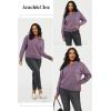 imageArachampampCloz Womens Swaters 2024 Fall Fashion Outfits Long Sleeve Crewneck Knit Tops Ruffle Casual TShirts Cute Tees BlousesGray Purple3174