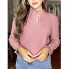 imageArachampampCloz Womens Swaters 2024 Fall Fashion Outfits Long Sleeve Crewneck Knit Tops Ruffle Casual TShirts Cute Tees BlousesPink