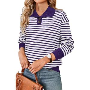 imageArachampampCloz Womens Swaters 2024 Fall Fashion Outfits Long Sleeve Crewneck Knit Tops Ruffle Casual TShirts Cute Tees BlousesPurple3170