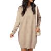 imageArachampampCloz Womens Fall Fashion 2024 Sweater Dress Oversized Crew Neck Long Sleeve Knit Pullover Winter ClothesApricot