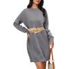 imageArachampampCloz Womens Fall Fashion 2024 Sweater Dress Oversized Crew Neck Long Sleeve Knit Pullover Winter ClothesGrey
