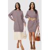 imageArachampampCloz Womens Fall Fashion 2024 Sweater Dress Oversized Crew Neck Long Sleeve Knit Pullover Winter ClothesGrey Purple
