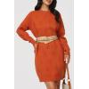 imageArachampampCloz Womens Fall Fashion 2024 Sweater Dress Oversized Crew Neck Long Sleeve Knit Pullover Winter ClothesOrange