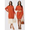 imageArachampampCloz Womens Fall Fashion 2024 Sweater Dress Oversized Crew Neck Long Sleeve Knit Pullover Winter ClothesOrange