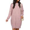 imageArachampampCloz Womens Fall Fashion 2024 Sweater Dress Oversized Crew Neck Long Sleeve Knit Pullover Winter ClothesPink