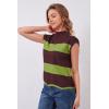 imageArachampampCloz Womens Striped Cap Sleeve Tops 2025 Spring Color Block Summer Lightweight Sweater Vest Mock Neck ShirtsBrownavocado Green