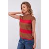 imageArachampampCloz Womens Striped Cap Sleeve Tops 2025 Spring Color Block Summer Lightweight Sweater Vest Mock Neck ShirtsCaramelred