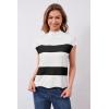 imageArachampampCloz Womens Striped Cap Sleeve Tops 2025 Spring Color Block Summer Lightweight Sweater Vest Mock Neck ShirtsWhiteblack