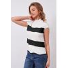 imageArachampampCloz Womens Striped Cap Sleeve Tops 2025 Spring Color Block Summer Lightweight Sweater Vest Mock Neck ShirtsWhiteblack