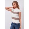 imageArachampampCloz Womens Striped Cap Sleeve Tops 2025 Spring Color Block Summer Lightweight Sweater Vest Mock Neck ShirtsWhitedeep Apricot