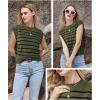 imageArachampampCloz Womens Summer 2024 Sweater Vest Cap Sleeve Crew Neck Striped Fashion Casual Sleeveless Fall Tops ClothesArmy Greenblack