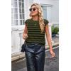 imageArachampampCloz Womens Summer 2024 Sweater Vest Cap Sleeve Crew Neck Striped Fashion Casual Sleeveless Fall Tops ClothesArmy Greenblack