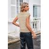 imageArachampampCloz Womens Summer 2024 Sweater Vest Cap Sleeve Crew Neck Striped Fashion Casual Sleeveless Fall Tops ClothesKhakiwhite