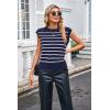 imageArachampampCloz Womens Summer 2024 Sweater Vest Cap Sleeve Crew Neck Striped Fashion Casual Sleeveless Fall Tops ClothesNavywhite