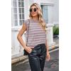 imageArachampampCloz Womens Summer 2024 Sweater Vest Cap Sleeve Crew Neck Striped Fashion Casual Sleeveless Fall Tops ClothesPinkwhite