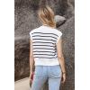 imageArachampampCloz Womens Summer 2024 Sweater Vest Cap Sleeve Crew Neck Striped Fashion Casual Sleeveless Fall Tops ClothesWhiteblack