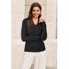 imageArachampampCloz Womens Wool Blend Polo Sweater Shirt Business Casual Slim Fitted Fall Tops 2025Black