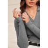 imageArachampampCloz Womens Wool Blend Polo Sweater Shirt Business Casual Slim Fitted Fall Tops 2025Gray