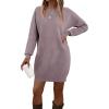 imageArachampampCloz Womens Fall Fashion 2024 Sweater Dress Oversized Crew Neck Long Sleeve Knit Pullover Winter ClothesGrey Purple