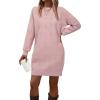 imageArachampampCloz Womens Fall Fashion 2024 Sweater Dress Oversized Crew Neck Long Sleeve Knit Pullover Winter ClothesPink