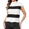 imageArachampampCloz Womens Striped Cap Sleeve Tops 2025 Spring Color Block Summer Lightweight Sweater Vest Mock Neck ShirtsWhiteblack