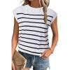 imageArachampampCloz Womens Summer 2024 Sweater Vest Cap Sleeve Crew Neck Striped Fashion Casual Sleeveless Fall Tops ClothesWhiteblack