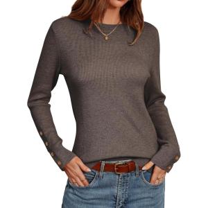 imageArachampampCloz Womens Wool Blend ButtonCuff Fall Fashion Casual SweatersCoffee