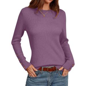 imageArachampampCloz Womens Wool Blend ButtonCuff Fall Fashion Casual SweatersPurple