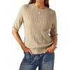 imageArachampampCloz Womens Wool Blend Old Money Cable Knit Elbow Sleeve Sweaters 2025Apricotcable