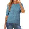 imageArachampampCloz Womens Wool Blend Old Money Cable Knit Elbow Sleeve Sweaters 2025Cerulean Bluecable