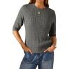 imageArachampampCloz Womens Wool Blend Old Money Cable Knit Elbow Sleeve Sweaters 2025Dark Graycable