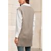 imageArachampampCloz Womens Wool Blend Side Slit High Low Versatile V Neck Fall Sweater Vests 2025Apricot Oatmeal