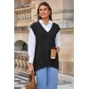 imageArachampampCloz Womens Wool Blend Side Slit High Low Versatile V Neck Fall Sweater Vests 2025Black