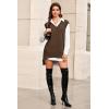 imageArachampampCloz Womens Wool Blend Side Slit High Low Versatile V Neck Fall Sweater Vests 2025Brown