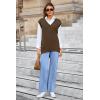 imageArachampampCloz Womens Wool Blend Side Slit High Low Versatile V Neck Fall Sweater Vests 2025Brown