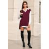 imageArachampampCloz Womens Wool Blend Side Slit High Low Versatile V Neck Fall Sweater Vests 2025Dark Red