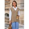 imageArachampampCloz Womens Wool Blend Side Slit High Low Versatile V Neck Fall Sweater Vests 2025Khaki