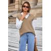 imageArachampampCloz Womens Wool Blend Side Slit High Low Versatile V Neck Fall Sweater Vests 2025Khaki