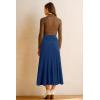 imageArachampampCloz Womens Wool Blend Wide Elastic Band ALine Pleated Flowy Long Skirts 2025Navy Blue