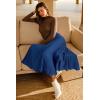 imageArachampampCloz Womens Wool Blend Wide Elastic Band ALine Pleated Flowy Long Skirts 2025Navy Blue