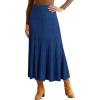 imageArachampampCloz Womens Wool Blend Wide Elastic Band ALine Pleated Flowy Long Skirts 2025Navy Blue